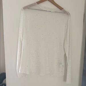 SHEIN White Sparkle Long Sleeve Top